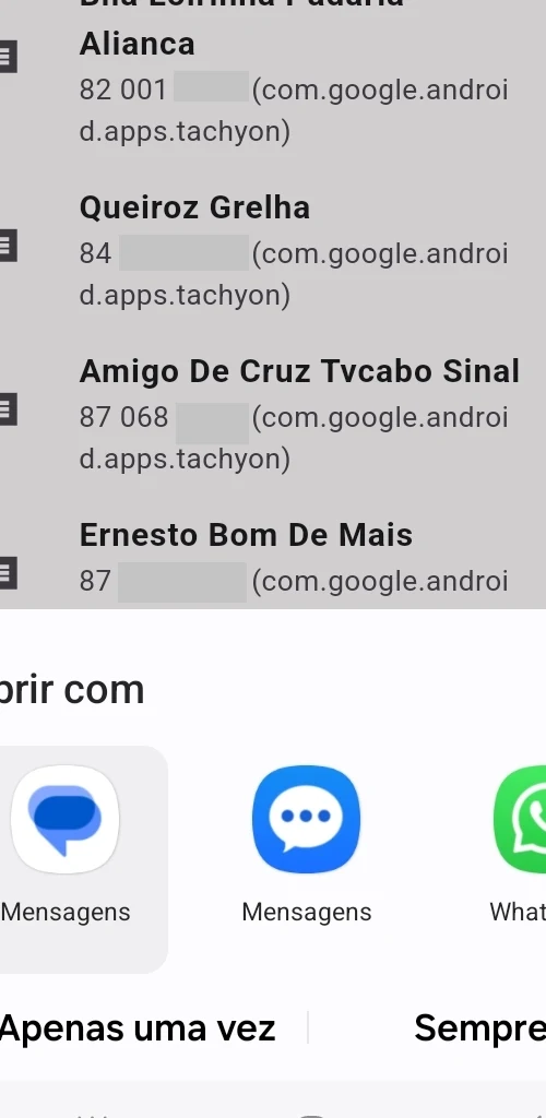 Recently saved contacts screenshot